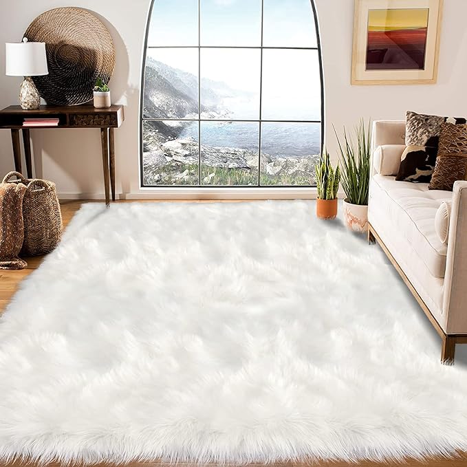 Latepis Area Rugs 6x9 Faux Fur Sheepskin Rug by Latepis