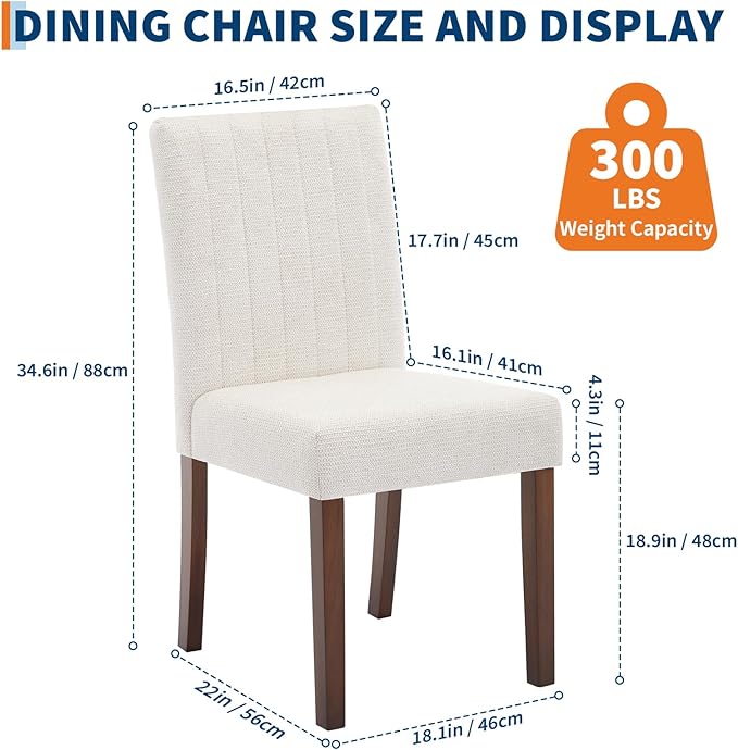 Upholstered Dining Chairs Set of 6, Modern Fabric Kitchen Side Chairs with St...