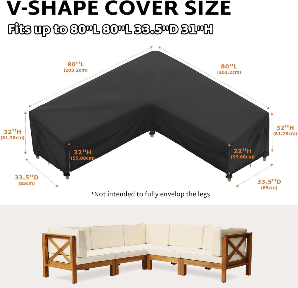 iBirdie Outdoor Sectional Cover fit 80 x 80 inch L-Shaped Couch Sofa