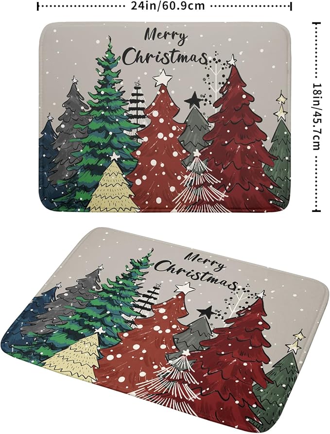 Christmas Trees Dish Drying Mat Winter Holiday Kitchen Dishes Pad 18x24 Inch - Image 2
