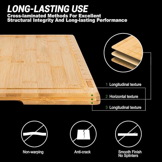 JINGNING Large Wooden Cutting Boards - Image 3