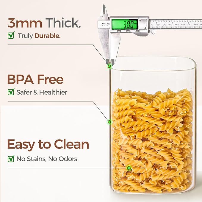 ComSaf 3.6 Qt Glass Food Storage Containers Set of 2, Large Storage Containers - Image 4