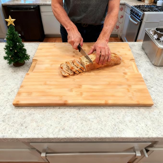 Utoplike Bamboo Cutting Board 20 x 20 inch, Large Wood Chopping Board