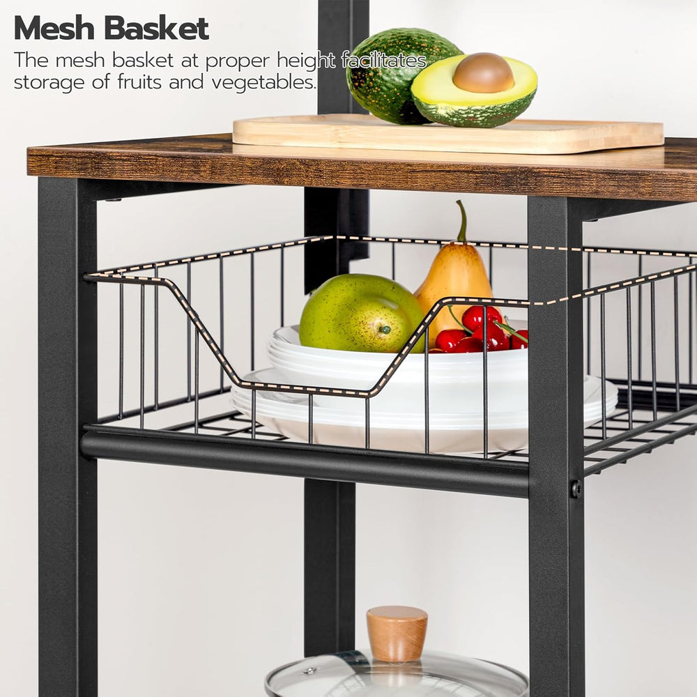 HOOBRO Bakers Rack with Power Outlet, 35.4 Inches Coffee Bar with Mesh Basket...