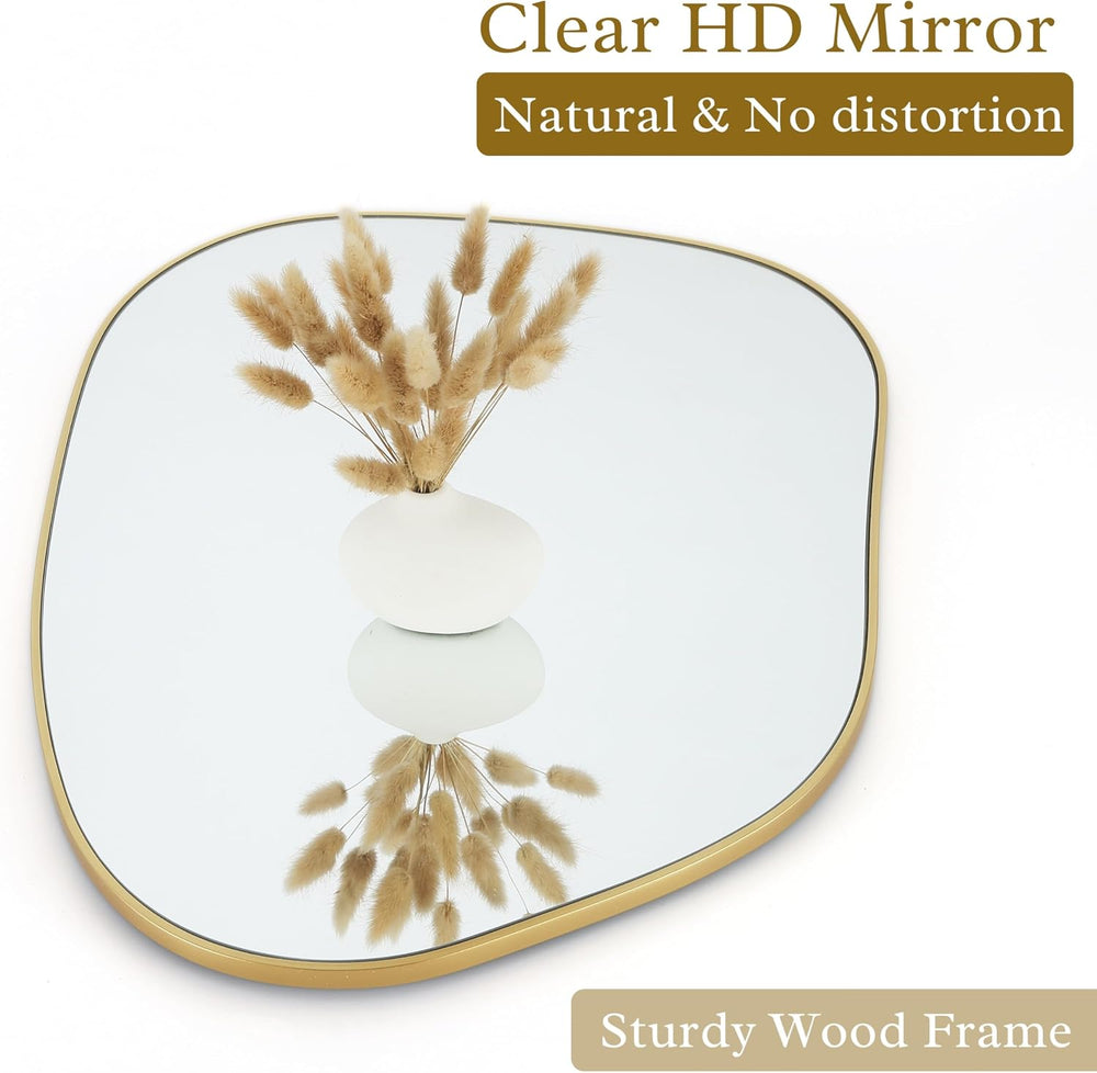 PERFNIQUE Irregular Asymmetrical Wall Mirror, 27''x19'' Gold ...