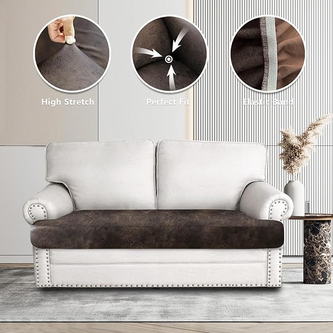 Leather Look Couch Cushion Covers Sofa Seat Slipcovers Sets Couches Furniture - Image 6