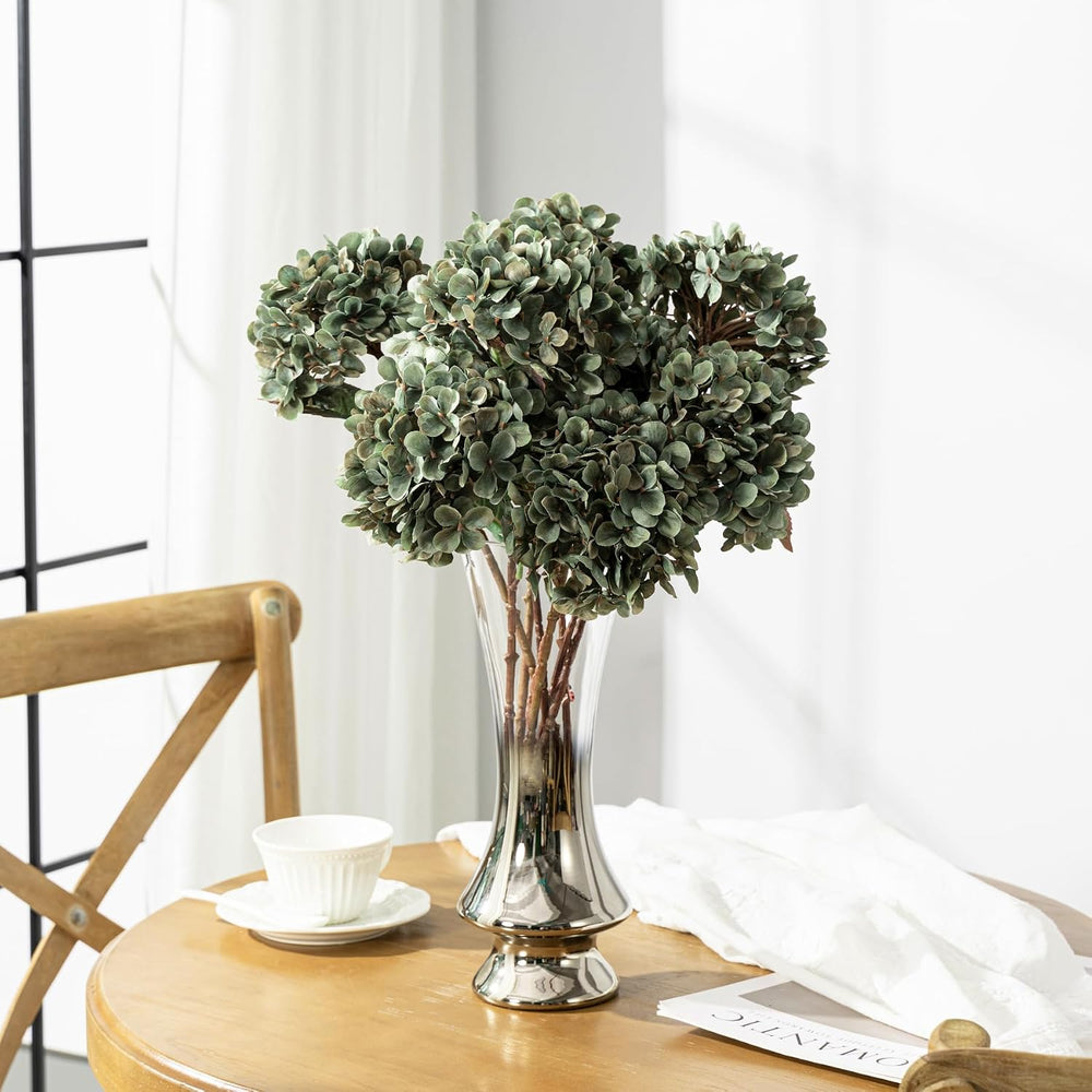 Hydrangea Artificial Flowers,Green Artificial Flower Fake Silk Hydrangea, Hea...