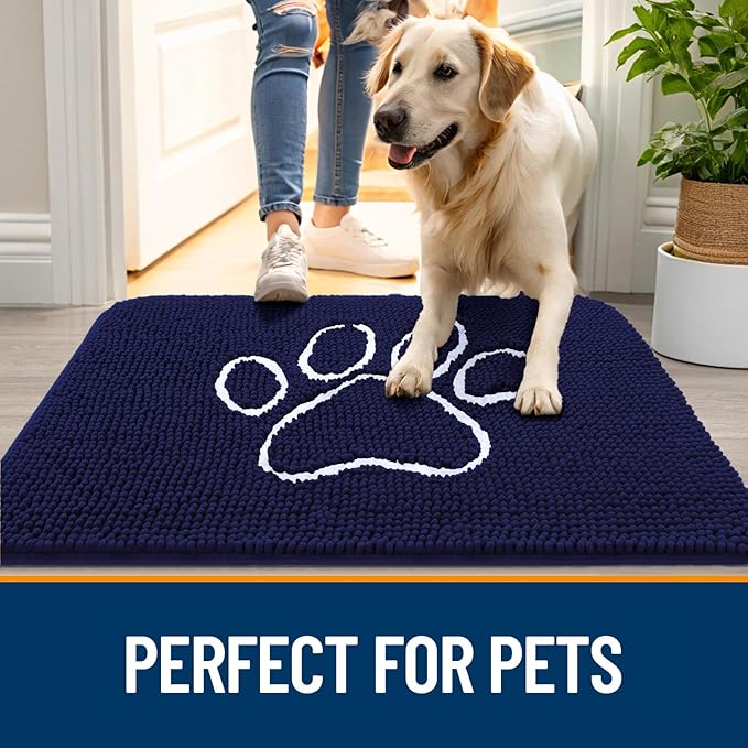 OLANLY Dog Door Mat for Muddy Paws 59x35, Paw Print Design, Absorbs Moisture - Image 6
