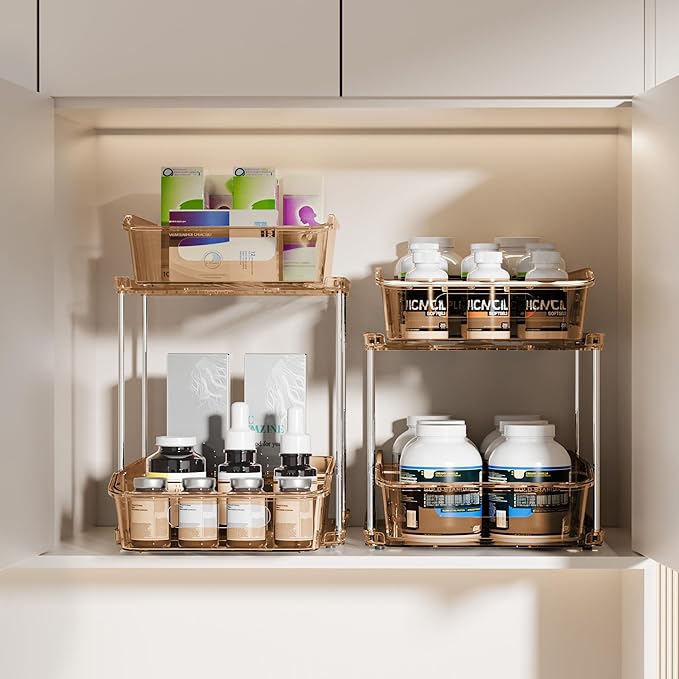 Delamu 2-Tier Under Sink Organizers and Storage, Pull Out Kitchen Pantry - Image 3