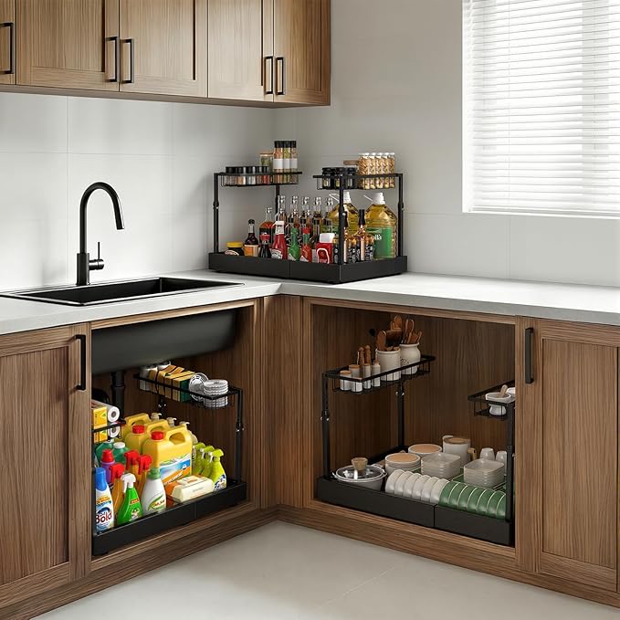 Aisslro Under Sink Organizer, 2 Tier Under the Sink Storage, Expandable - Image 7