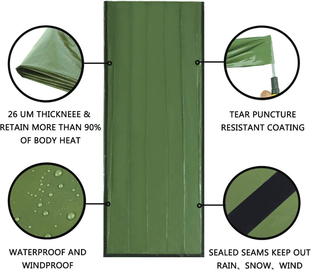 Emergency Sleeping Bag, Lightweight Survival Sleeping Bags Waterproof Thermal...