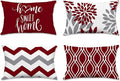 Hexagram Geometric Burgundy Pillow Covers 12x20 Set of 4, Decorative Outdoor by Hexagram