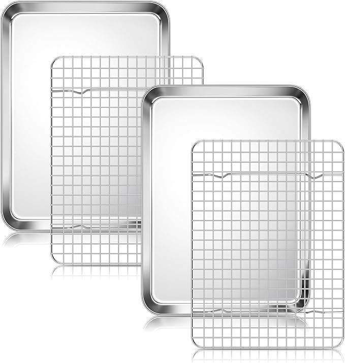 Homikit Quarter Sheet Pan with Wire Rack Set, Stainless Steel Baking Tray with by Homikit