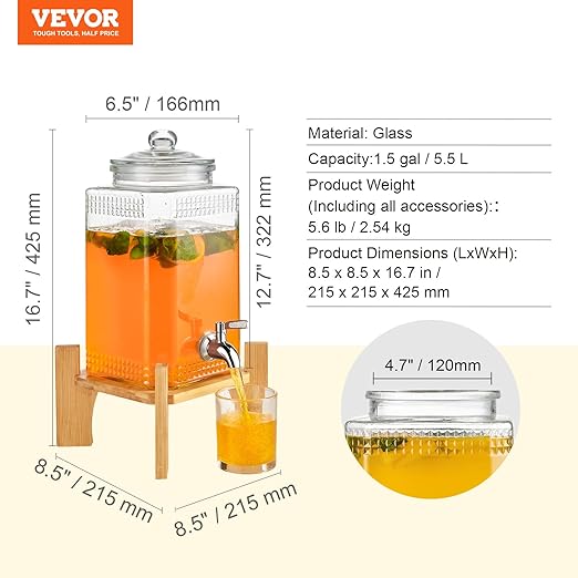 VEVOR Beverage Dispenser, 1.5 Gallon Drink Dispensers