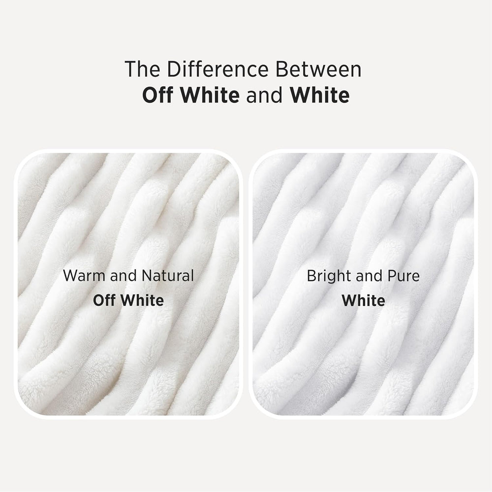 Bedsure Soft Cozy Full Size Fleece Blankets for Bed Off White 84"x90"