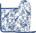Blue Silicone Oven Mitts Pan Mats Set of 2, Heat Resistant Gloves Potholder by Cayiibe