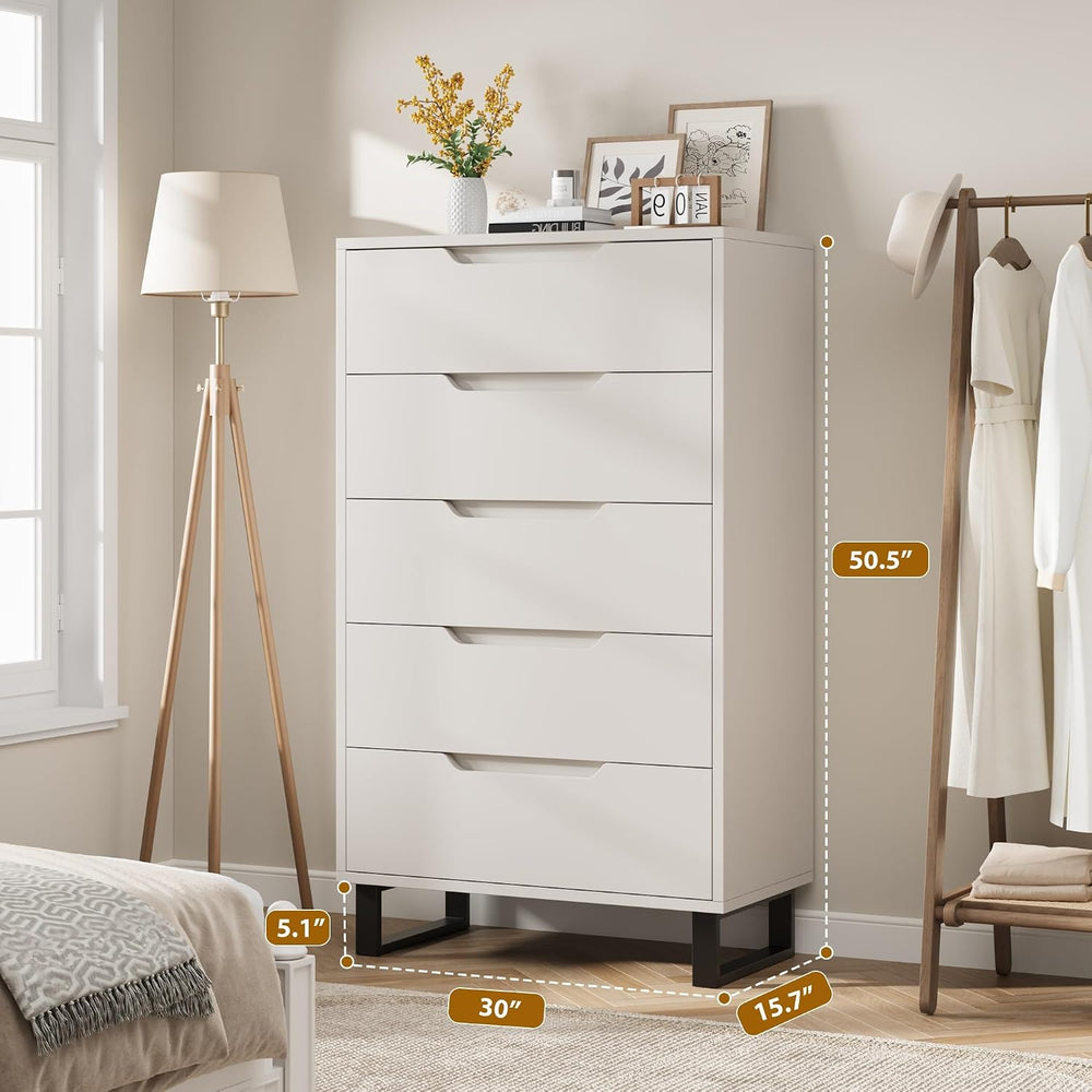 Garvee 5 Dresser for Bedroom, 50.5" Vertical Dresser Drawer with Storage