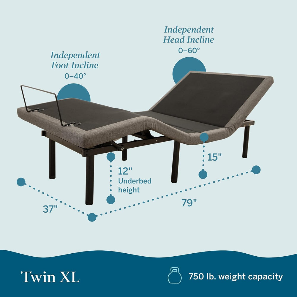 LUCID L300 Adjustable Bed Frame with USB Ports, Remote, Twin XL Size