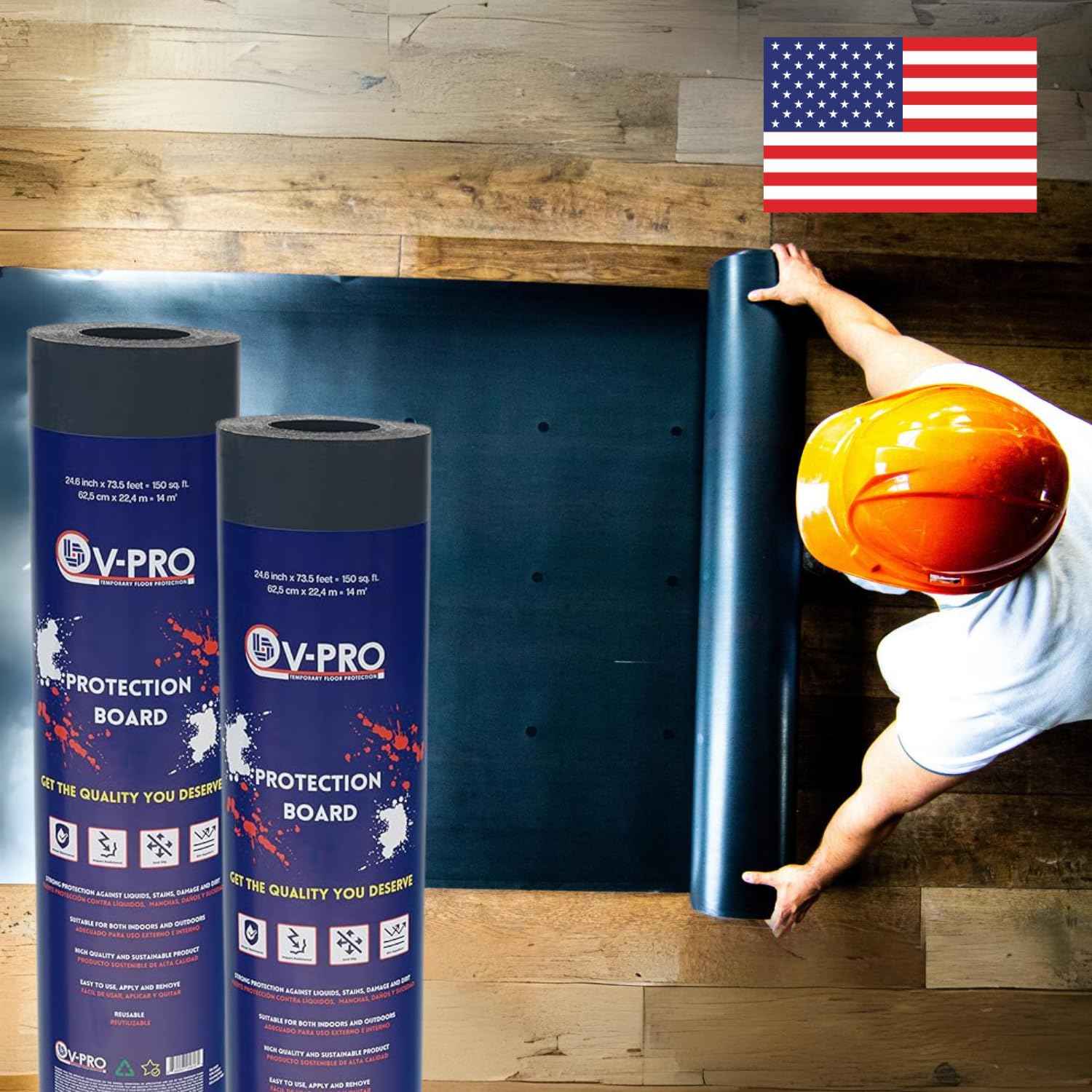 V-PRO 538sqft Floor Protector - Anti Paint, Durable, Waterproof, Floor Covering - Ideal for Construction, Renovations and Move. - Ultimate Floor Protection Solution for Home and Office