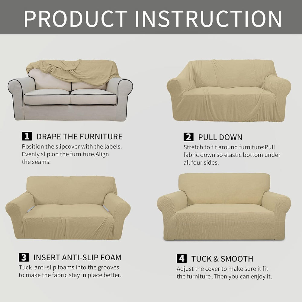 Easy-Going Stretch Oversized Chair Slipcover with Arm Washable Beige