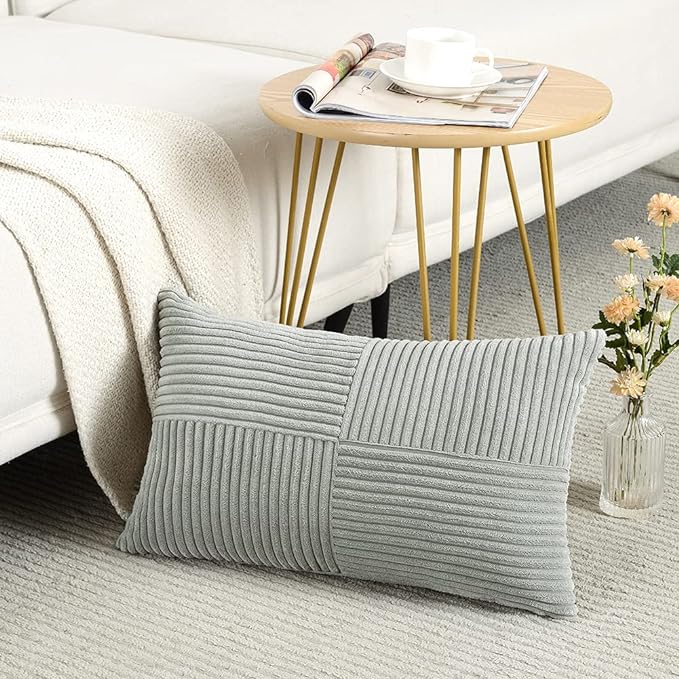 Fancy Homi 2 Packs Grey Lumbar Decorative Throw Pillow Covers 14x24 Inch - Image 2
