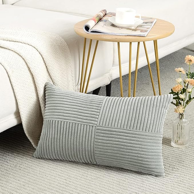 Fancy Homi 2 Packs Grey Lumbar Decorative Throw Pillow Covers 20x28 Inch - Image 2