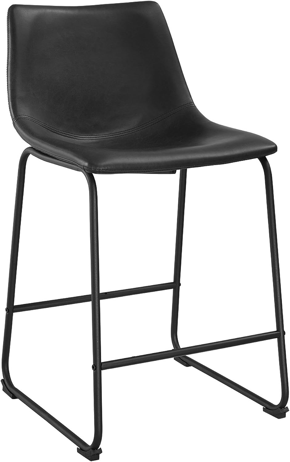 Walker Edison Douglas Urban Industrial Faux Leather Armless Counter Chairs, S...