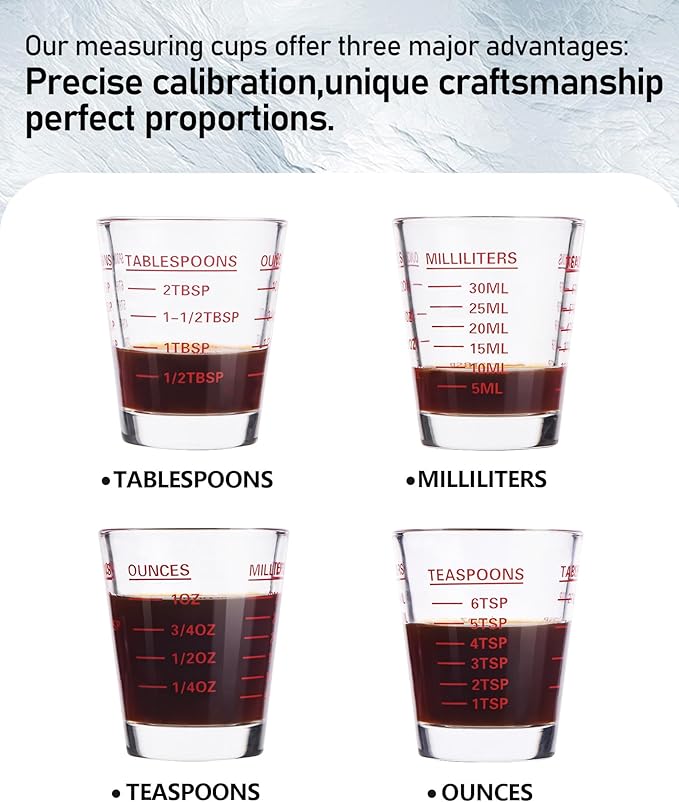 SAIAOKJ Shot Glasses Measuring Cup Set 2PACK Espresso Shot Glasses Liquid Heavy - Image 3