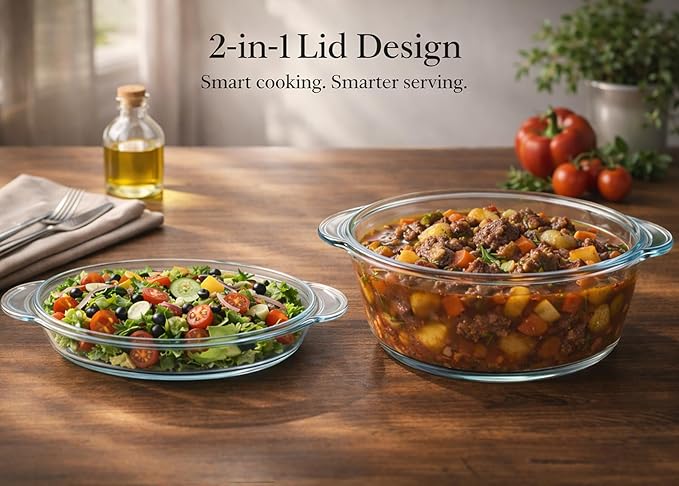 Ums 2.2 Quart Glass Casserole Dish - Image 4