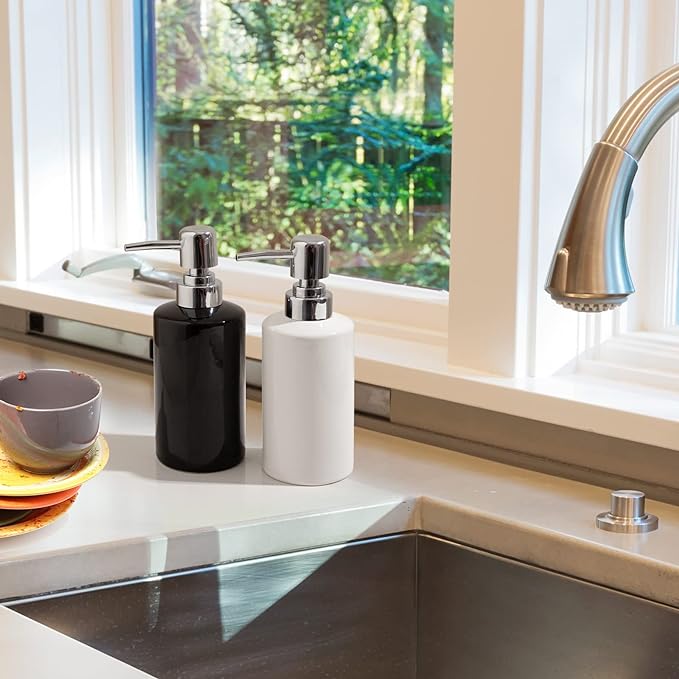 FE Soap Dispenser, 300ml/10oz Ceramic Liquid Soap Pump Dispenser, Refillable - Image 6
