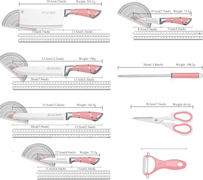 Pink Kitchen Knife Set, 9-Piece - Image 7