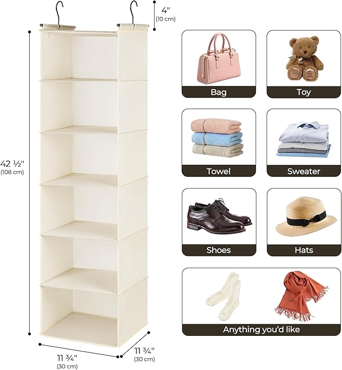 GRANNY SAYS 6 Shelf Hanging Closet Organizers and Storage, Collapsible Closet - Image 3