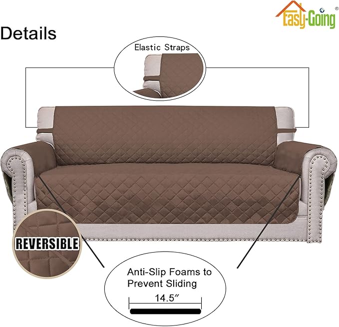 Easy-Going 4 Seater Sofa Slipcover Reversible Sofa Cover Water Resistant Couch - Image 3
