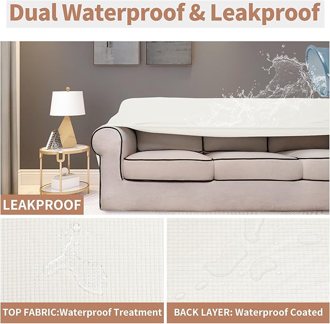 Easy-Going 100% Waterproof Couch Cover, Dual Waterproof Sofa Cover, Stretch - Image 3
