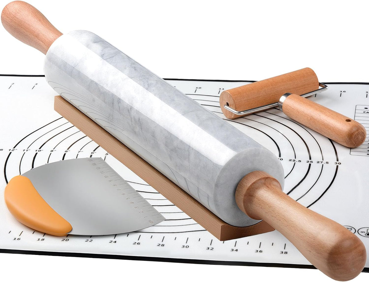 18.5 inches Marble Rolling Pin, Large Non-Stick Dough Roller,