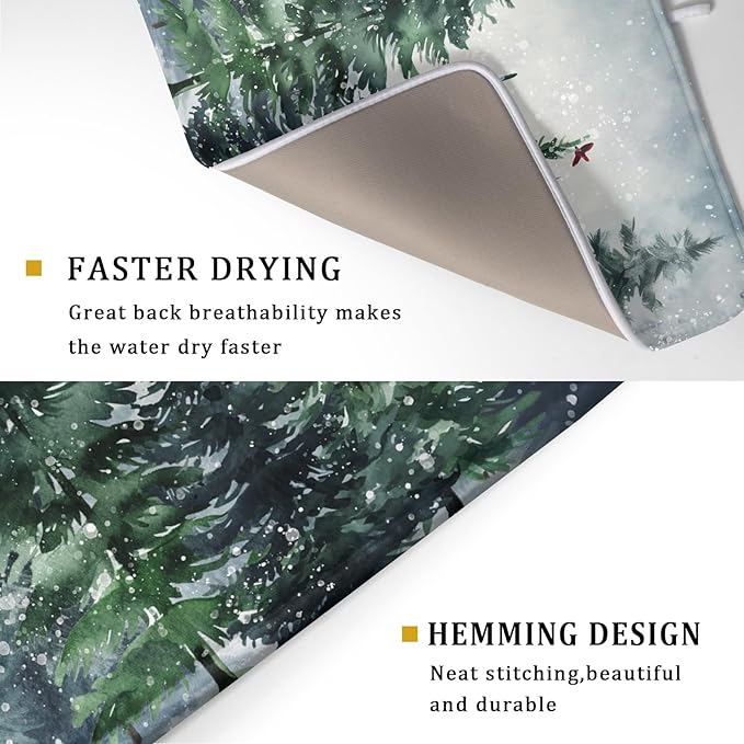 Winter Pine Tree Dish Drying Mat - Image 3