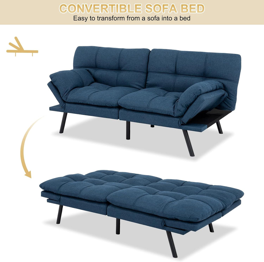 MUUEGM Futon Convertible Sofa Bed, Memory Foam Sleeper Couch,Modern Loveseat ...