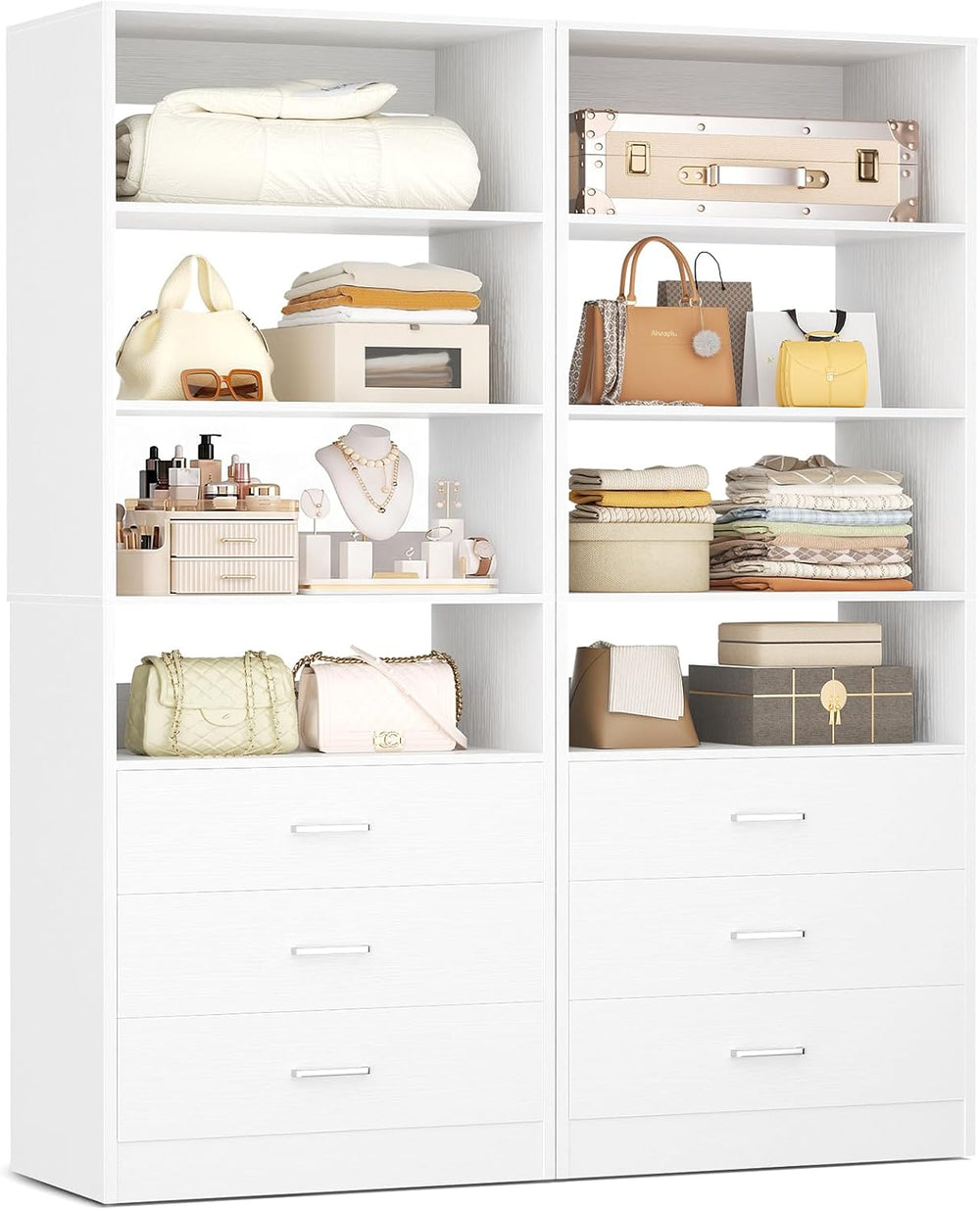 Aheaplus Closet Drawers Organizer System, 3.54FT Wood Closet System with 3 Dr...