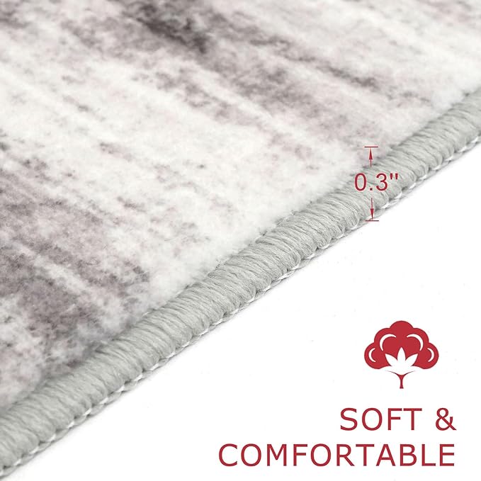 KOZYFLY Modern Abstract Hallway Runner, 2x10 Washable Rug Non-Slip Soft Striped - Image 2