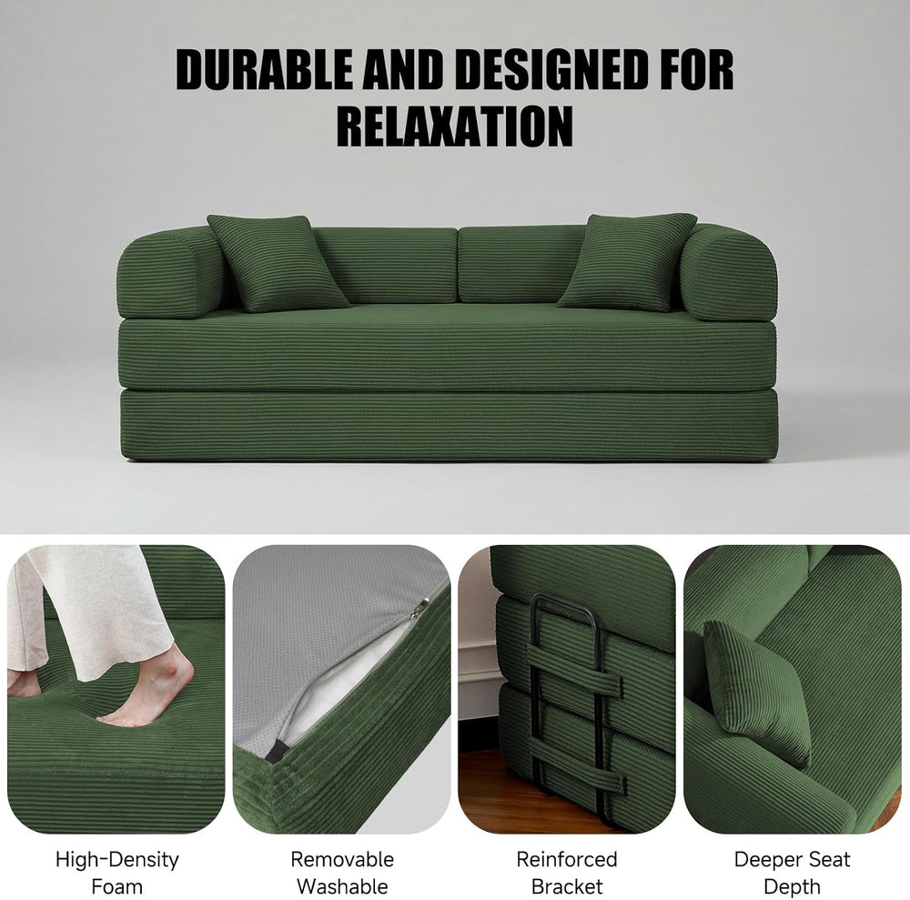79" Convertible Futon Sofa Bed,5-in-1 Boneless Couch for Small Spaces