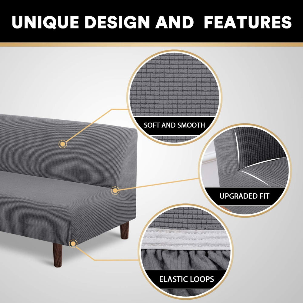 PrinceDeco Stretch Armless Futon Cover Futon Slipcover Full Queen Couch Cover...