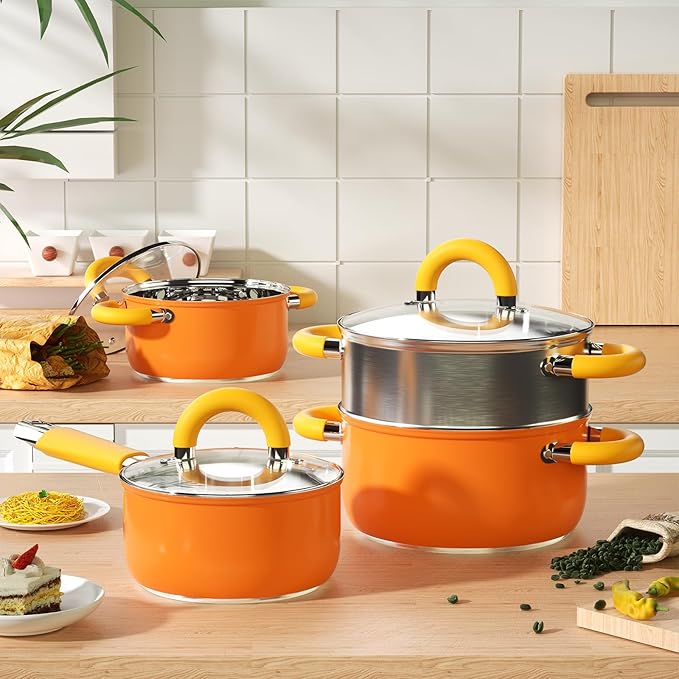 Stainless Steel Cookware Set, 5 Ply Pots and Pans Set 7 Piece, 4 3 2 QT Pot Pan - Image 4