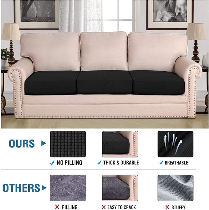 H.VERSAILTEX Super Stretch Individual Seat Sofa Covers Couch Slipcover Sets - Image 2