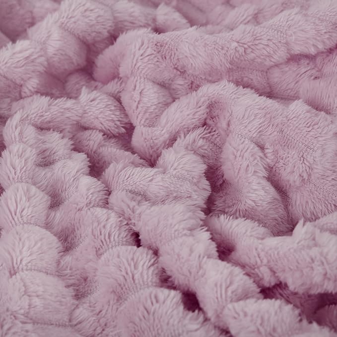 Puncuntex Light Purple Throw Blanket 50"×60" inches Fuzzy 3D Jacquard - Image 5