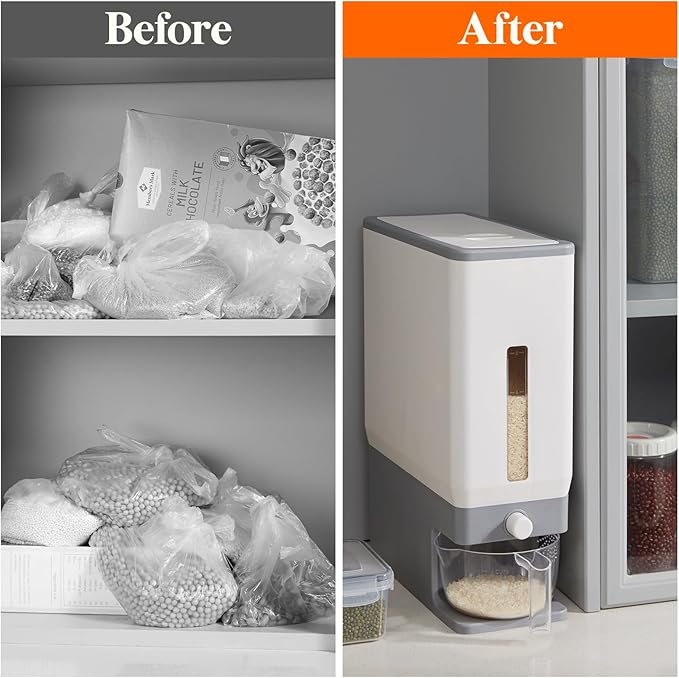 Lifewit 2 Pack Rice Dispenser 25 Lbs, Rice Storage Container Sealed Moisture