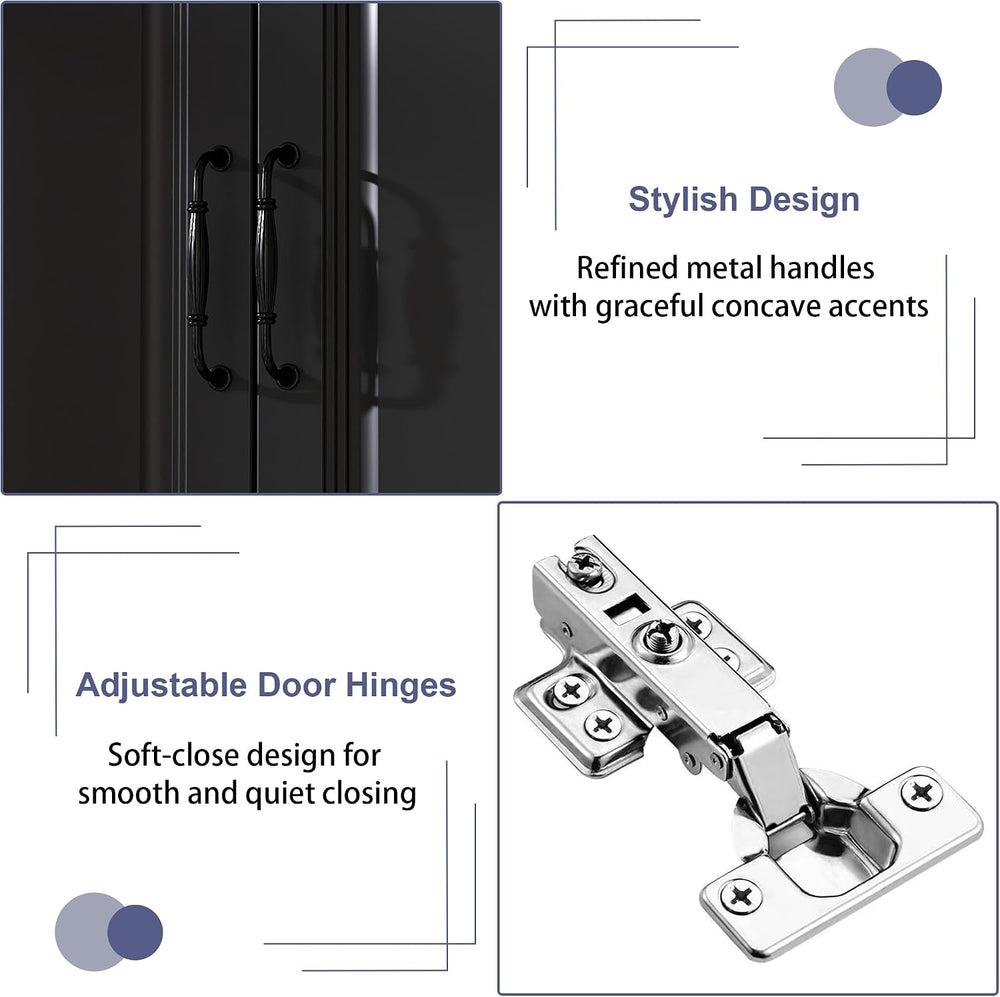 Black Armoire Wardrobe Closet: 88" Extra Tall Wardrobe Closet with 4 Dra...