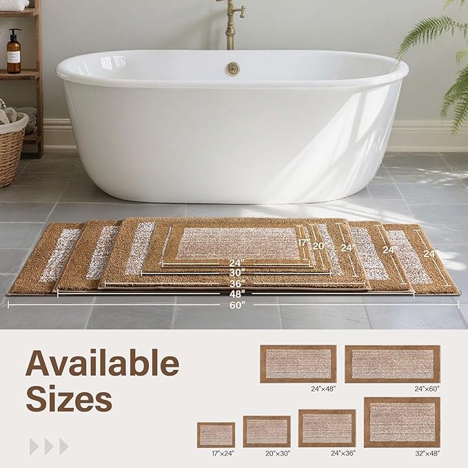 48x24 Long Bathroom Rugs Washable Non Slip, Coffee Bath Mat - Image 6