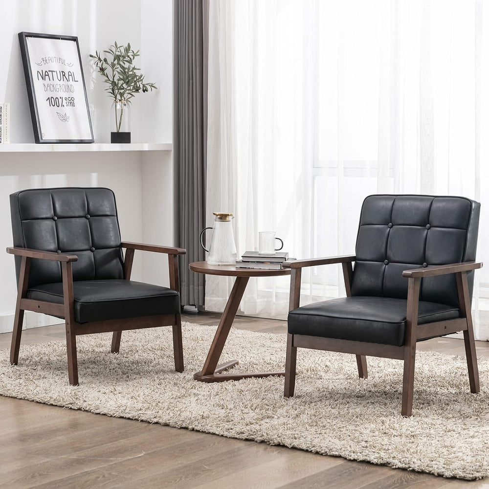 Okeysen Accent Chairs Set of 2, Mid Century Modern Accent Chair, Retro Wood a...