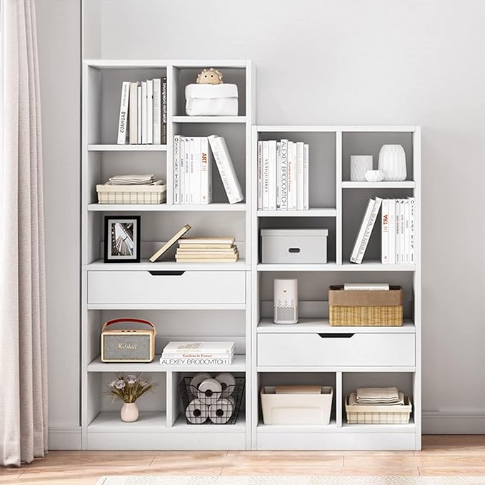 IOTXY Wooden Open Shelf Bookcase - 51 Inches Height Freestanding Display Stor...