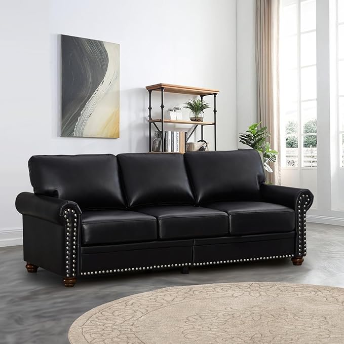 2 Piece Faux Leather Sofa Set,Modern Chair and Couch Sets with Storage,Mid Ce...